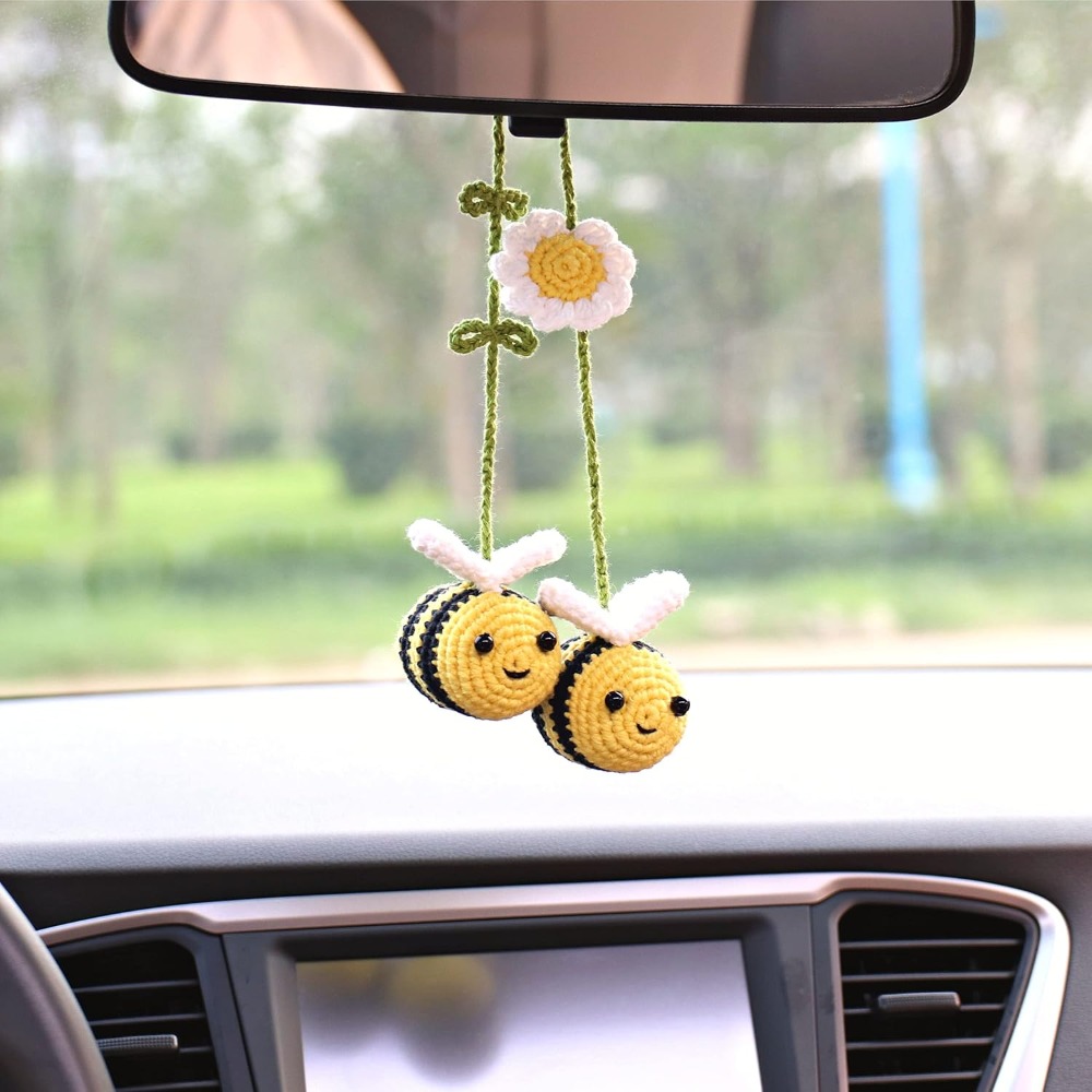 Car Accessories Mirror Hanging - Sevimli Tığ İşi Arı Araba Dikiz